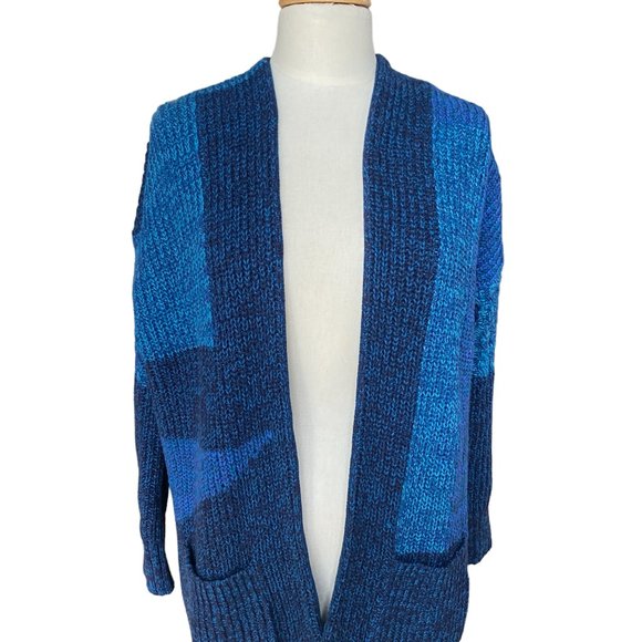 GAP Fair Isle Patchwork Cardigan Colorblock Long Duster Chunky Granny Artsy -M - Picture 5 of 16